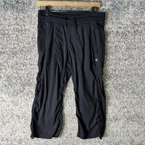 Lululemon Pants Womens 6 Black Dance Studio Crop Ruched Drawstring Pockets Capri